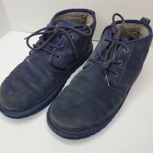 UGG Neumel Mens Navy Blue Suede Sheepskin Lined Chukka Boots Size 11 Urban Cozy